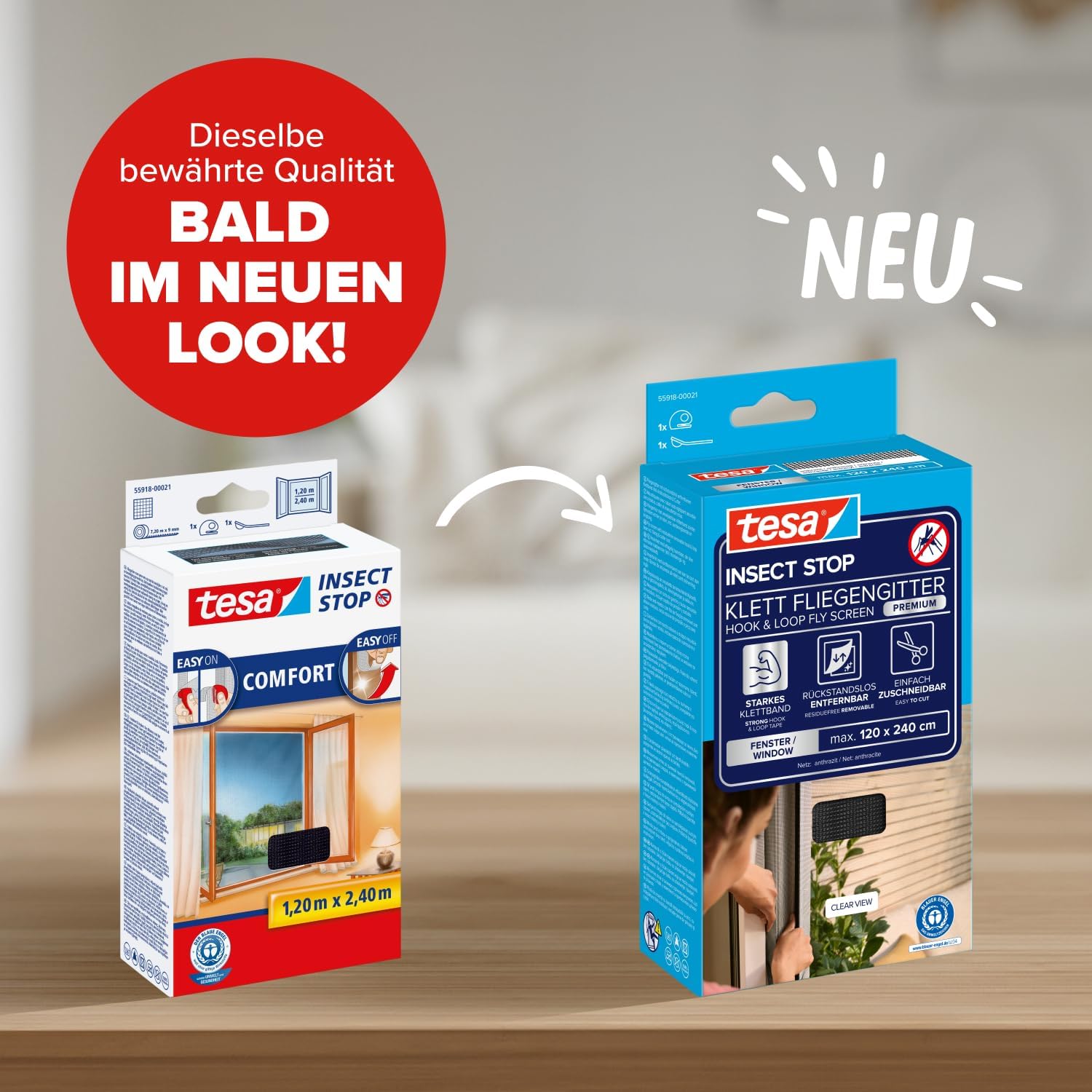 Thumbnail 1 de tesa INSECT STOP Klett Fliegengitter Premium für Fenster, 120 × 240 cm in Anthrazit