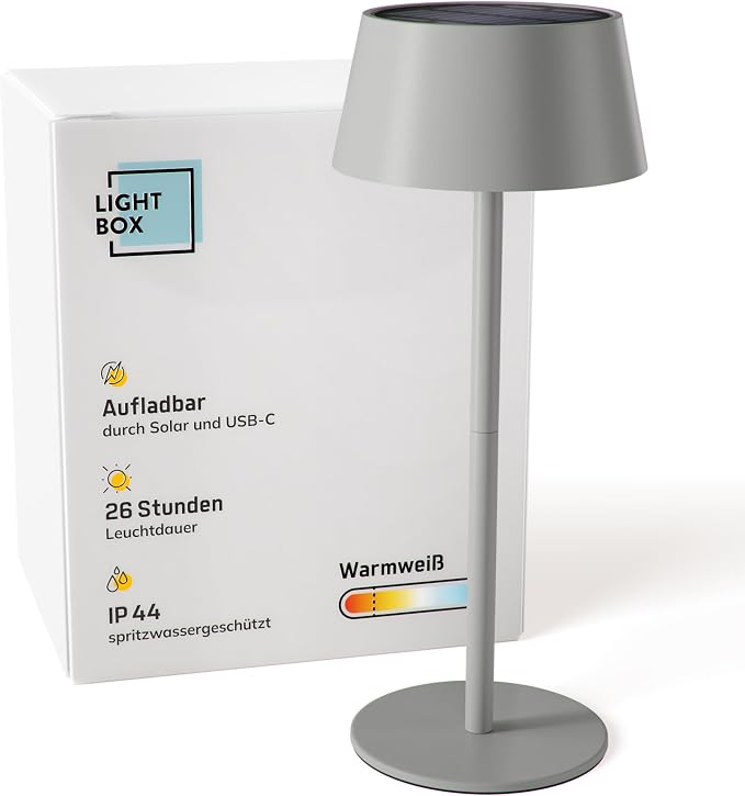 Detalle de Lightbox LED Außen-Tischlampe Solar Akku 3 Stufen Touch