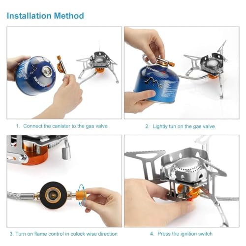 Detalle 2 de Awroutdoor Gas Campingkocher 3500W – kompakter Gaskocher mit Piezozündung und winddichtem Design