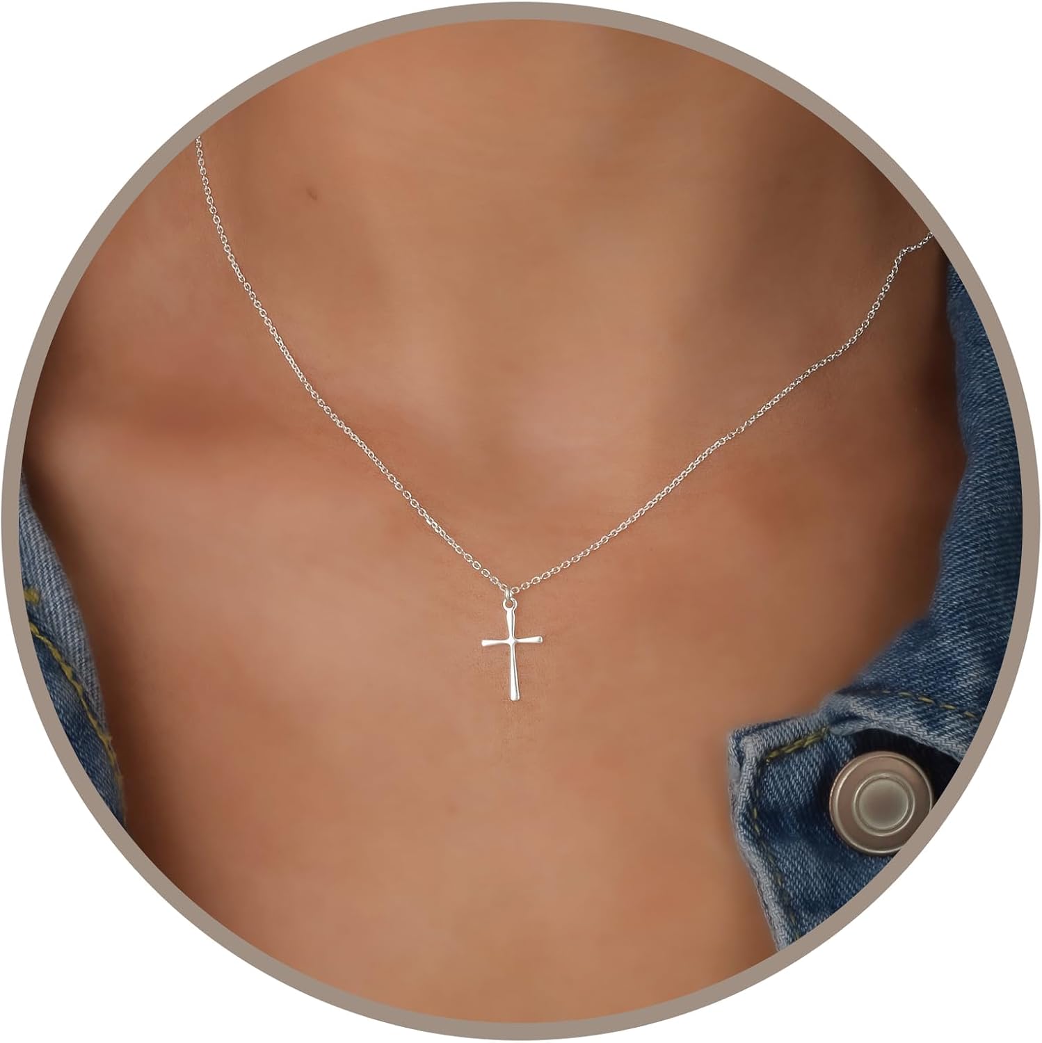 Imagen de Annika Bella Silver Cross Necklace — Dainty, Durable Silver Chain with Small Cross Charm en OfertitasTOP