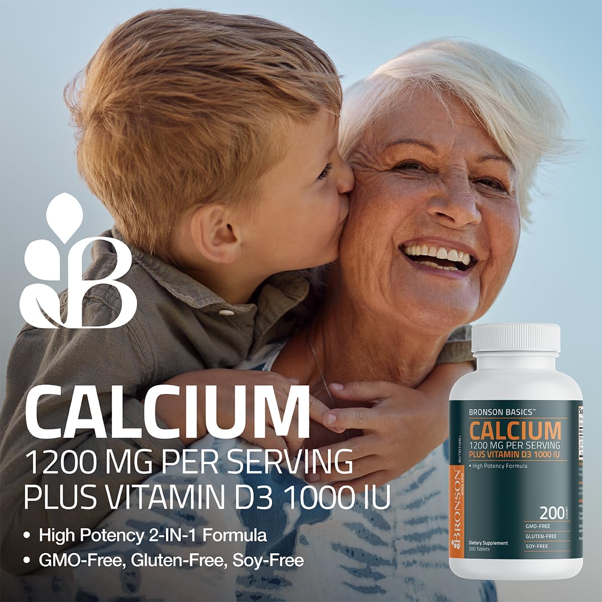 Detalle de Bronson Calcium + Vitamin D3 Tablets, 1,200 mg Calcium, 1,000 IU D3