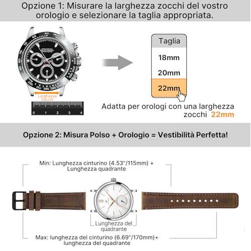 Detalle de Fullmosa Cinturino 22mm in Pelle Vera con sgancio rapido per orologi