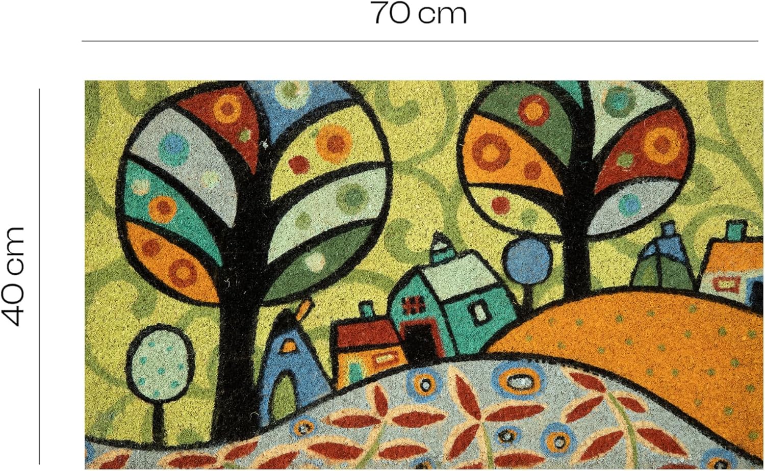 Thumbnail 2 de Baroni Home zerbino da esterno in cocco con base in PVC antiscivolo, dipinto a mano 70x40x2 cm (Paesaggio 1)