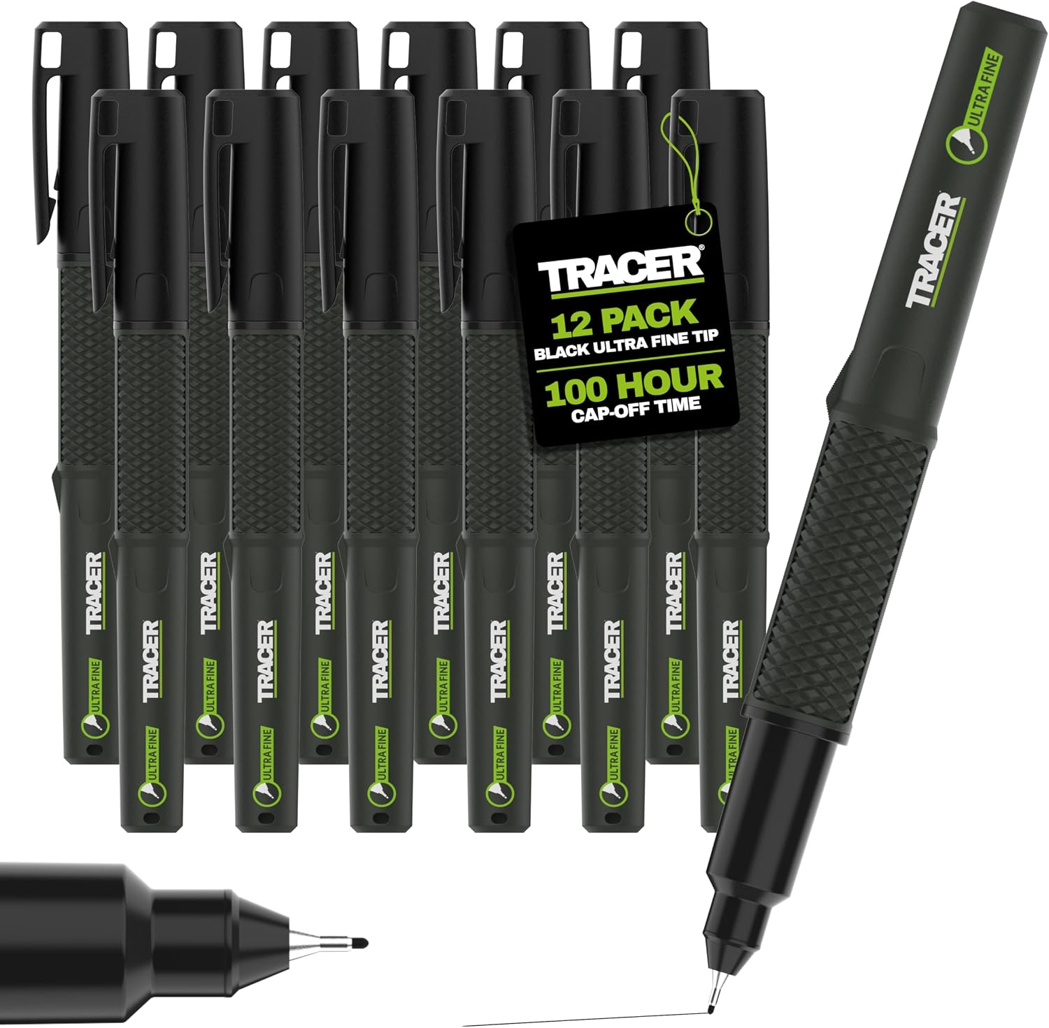 Detalle de Tracer 2.0 Ultra Fine Tip Black Permanent Markers (12 Pack)