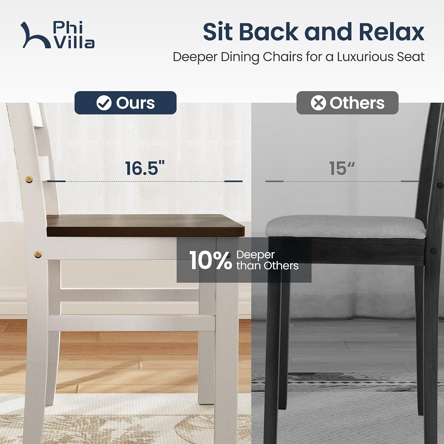 Detalle 2 de PHI VILLA Dining Table Set Solid Rubber Wood