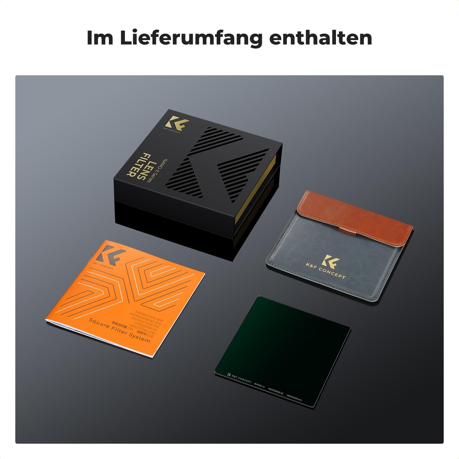 Thumbnail 6 de K&F CONCEPT Rechteckfilter ND1000 100x100 mm – 10 Blendenstufen, Nano-Xcel Serie