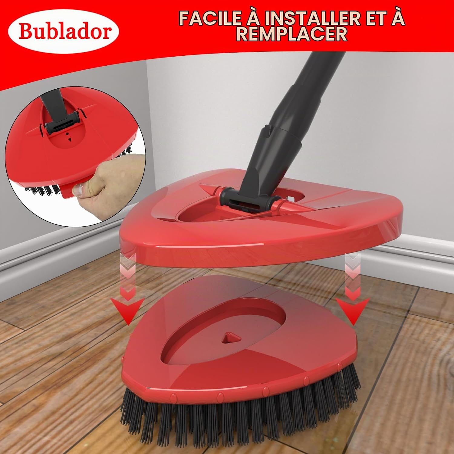 Thumbnail 4 de Bublador DE-FT-DSZ-001 vervangkoppen voor Vileda Turbo, driehoekige schrobborstel