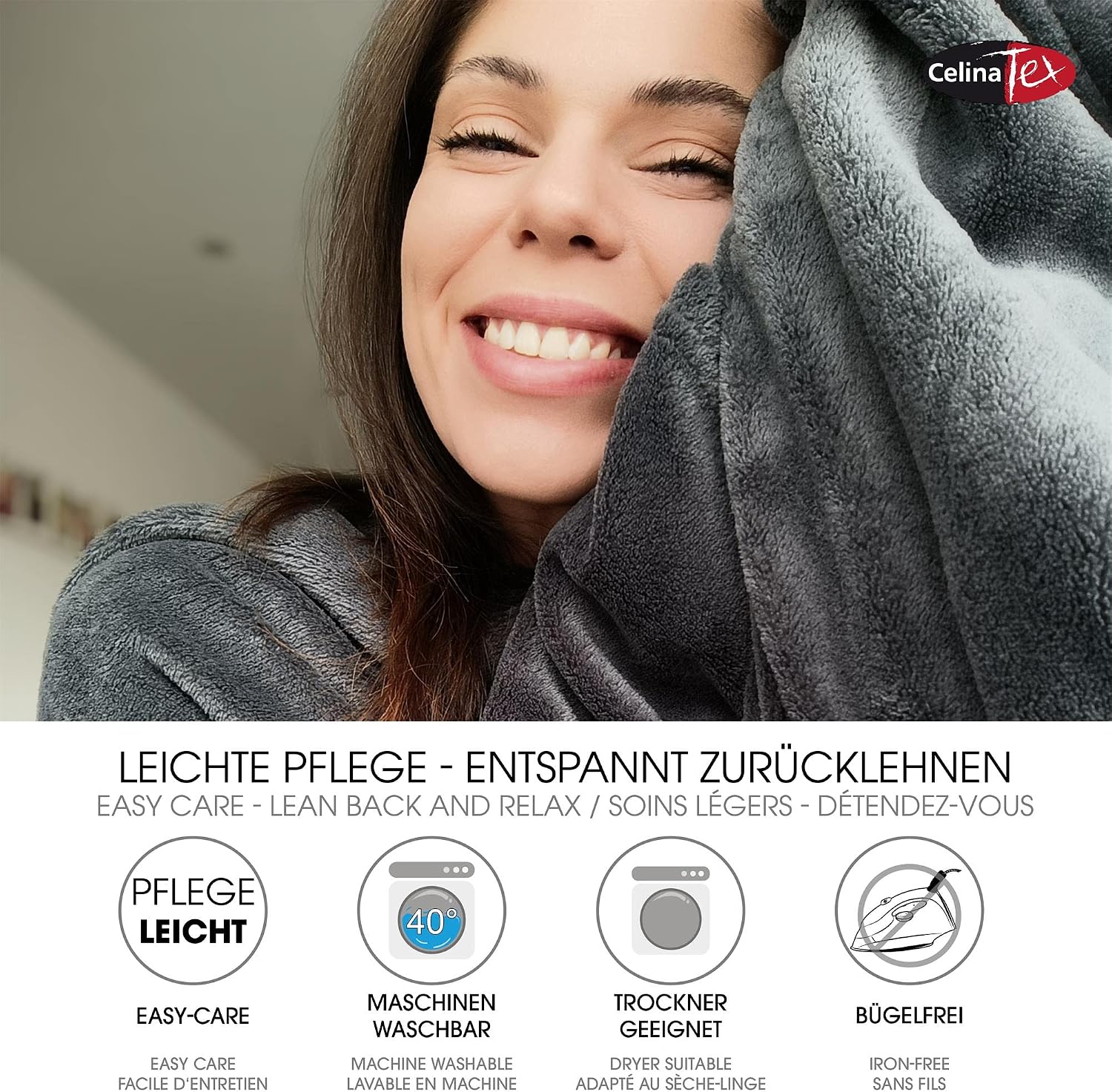 Detalle de CelinaTex koc telewizyjny XL 170 x 200 cm z rękawami i kieszenią na stopy