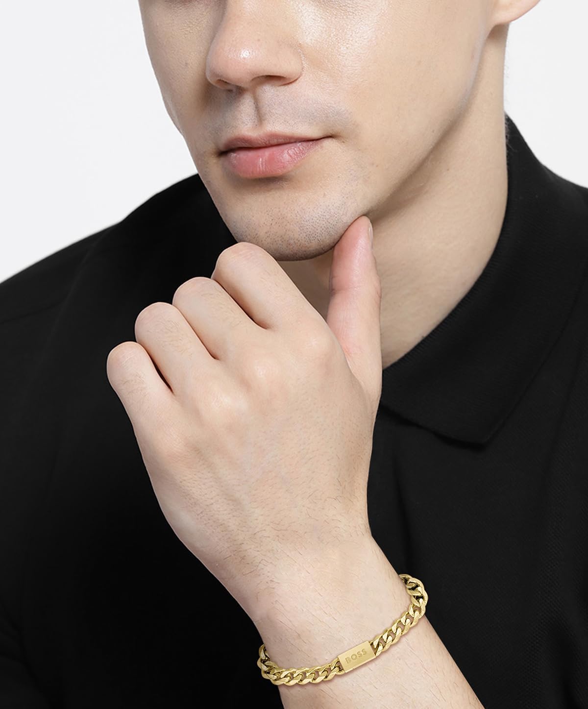 Detalle de BOSS Jewelry Gliederarmband Herren CHAIN FOR HIM – Edelstahl, IP-Gold/ Silber, Innenumfang 19 cm