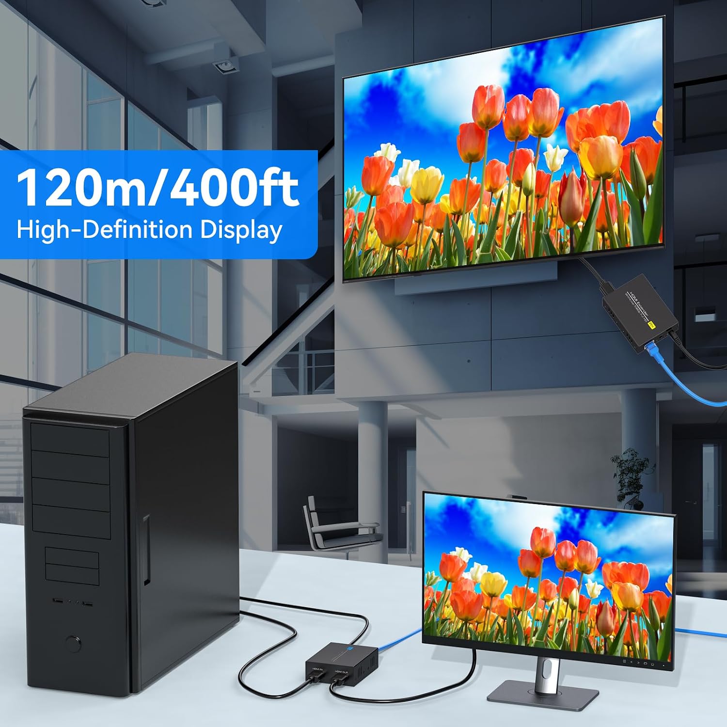 Detalle 2 de VEDINDUST HDMI Extender 120m 1080P60Hz