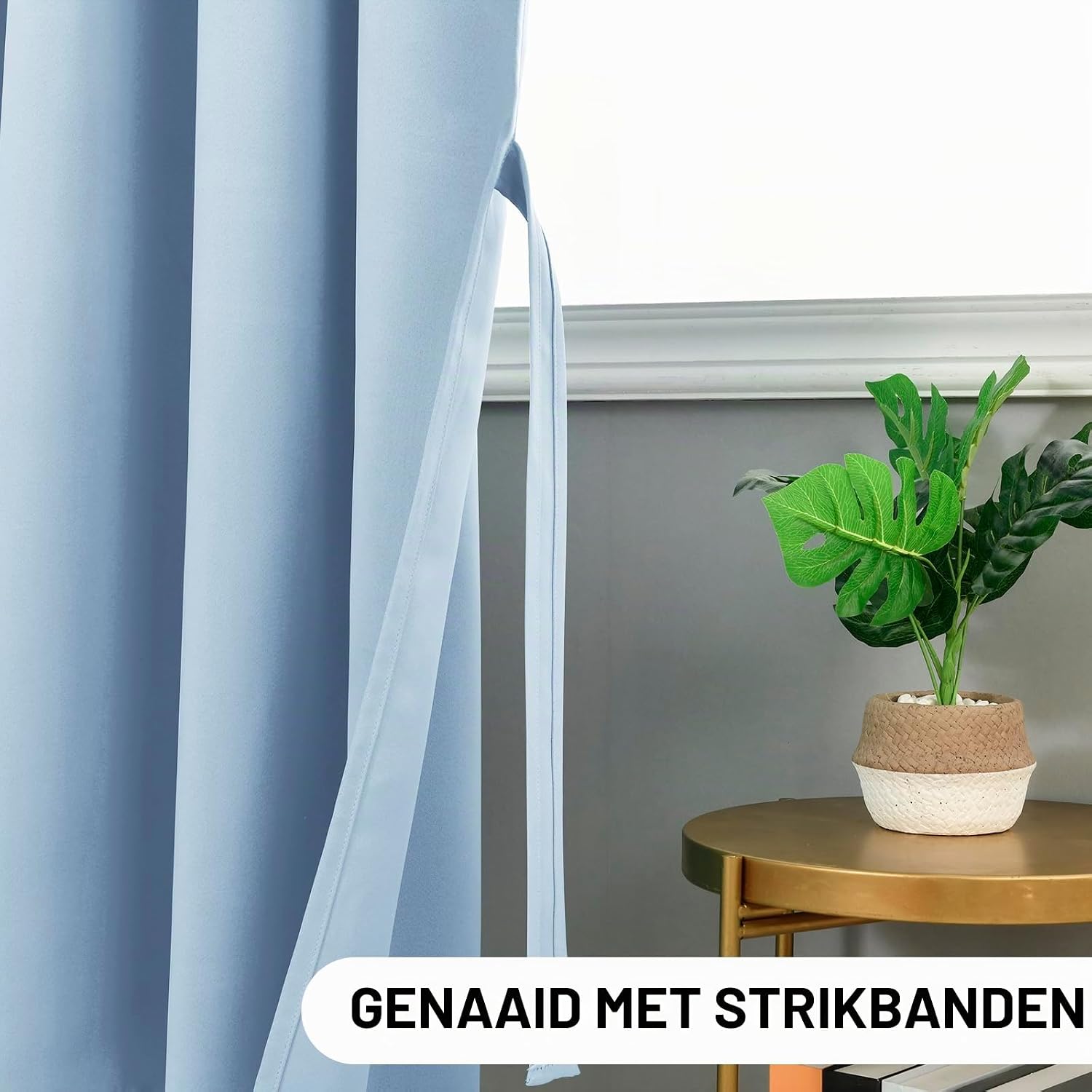 Detalle de DWCN DWEU-EDZGB-CD-5596-13 verduisterende gordijnen met plooiband, lichtblauw