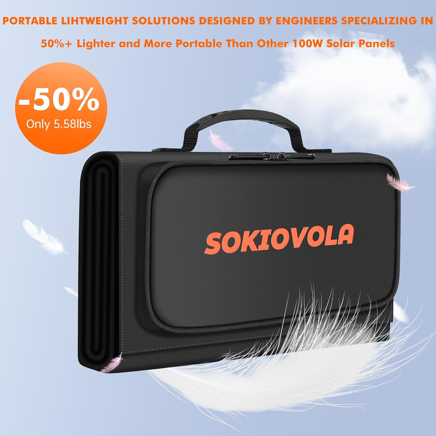 Detalle 2 de SOKIOVOLA 100W Portable Foldable Solar Panel: Compact Power for Outdoors