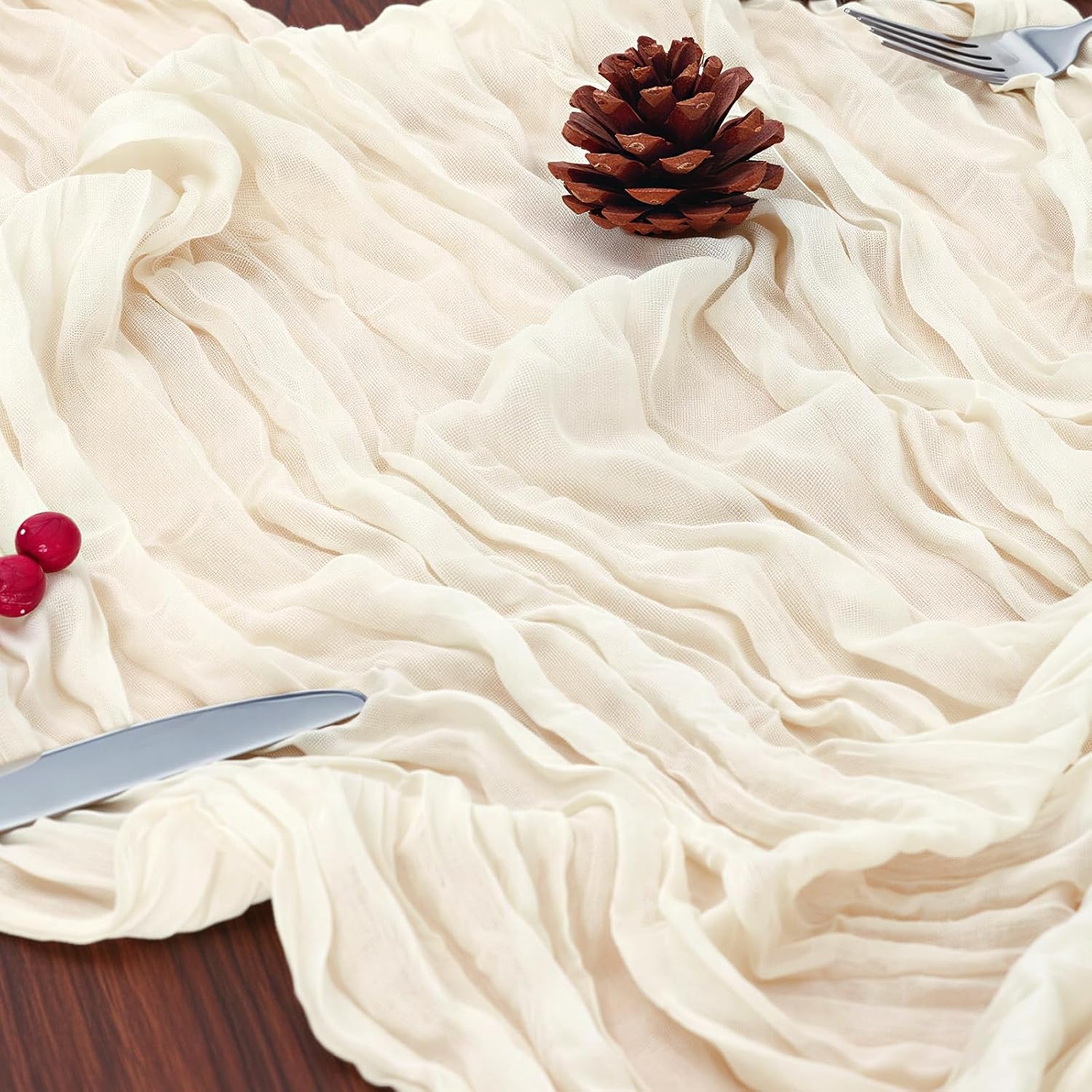 Detalle de 20 Pack Ivory White Gauze Cheesecloth Table Runner Set (120 Inch, 10 ft) for Weddings and Boho Decor