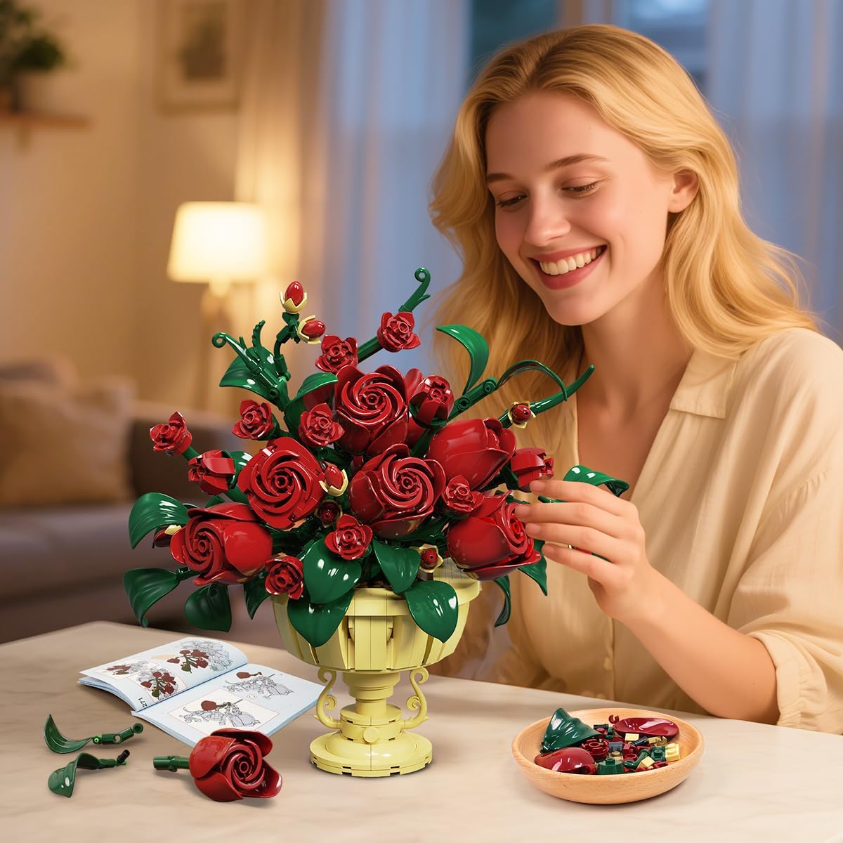 Thumbnail 4 de PLAXSOON Blumen Rosen Bauspielzeugset 969 Teile 🧩