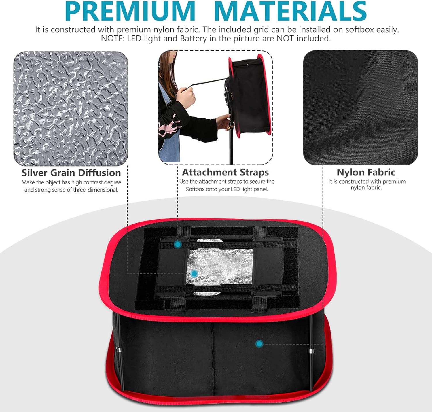 Detalle de Neewer Foldable Softbox Light Box with Strap Clip, Grid & Carry Bag for Neewer LED Panels