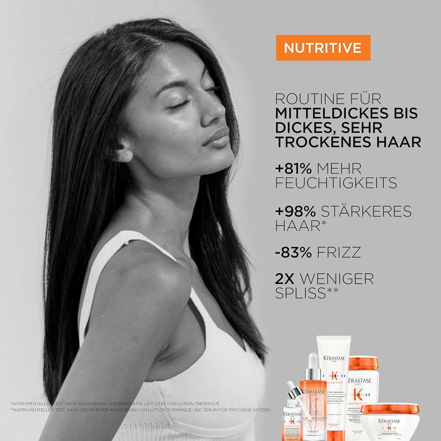 Detalle de Kérastase Nutritive Pflegeroutine mit Shampoo, Haarkur und Hitzeschutz – Feuchtigkeitsspendend und revitalisierend