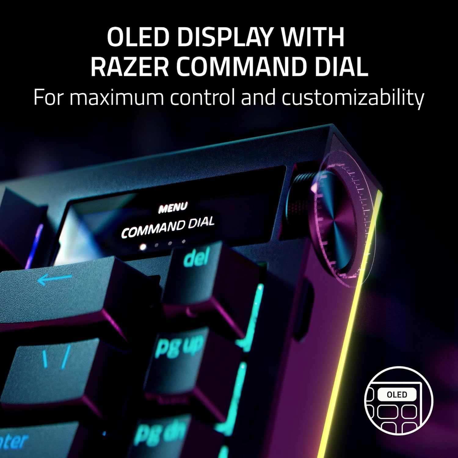 Thumbnail 5 de Razer BlackWidow V4 Pro 75% Wireless Hot-Swappable Gaming Keyboard (OLED, Command Dial) - US ISO, Black