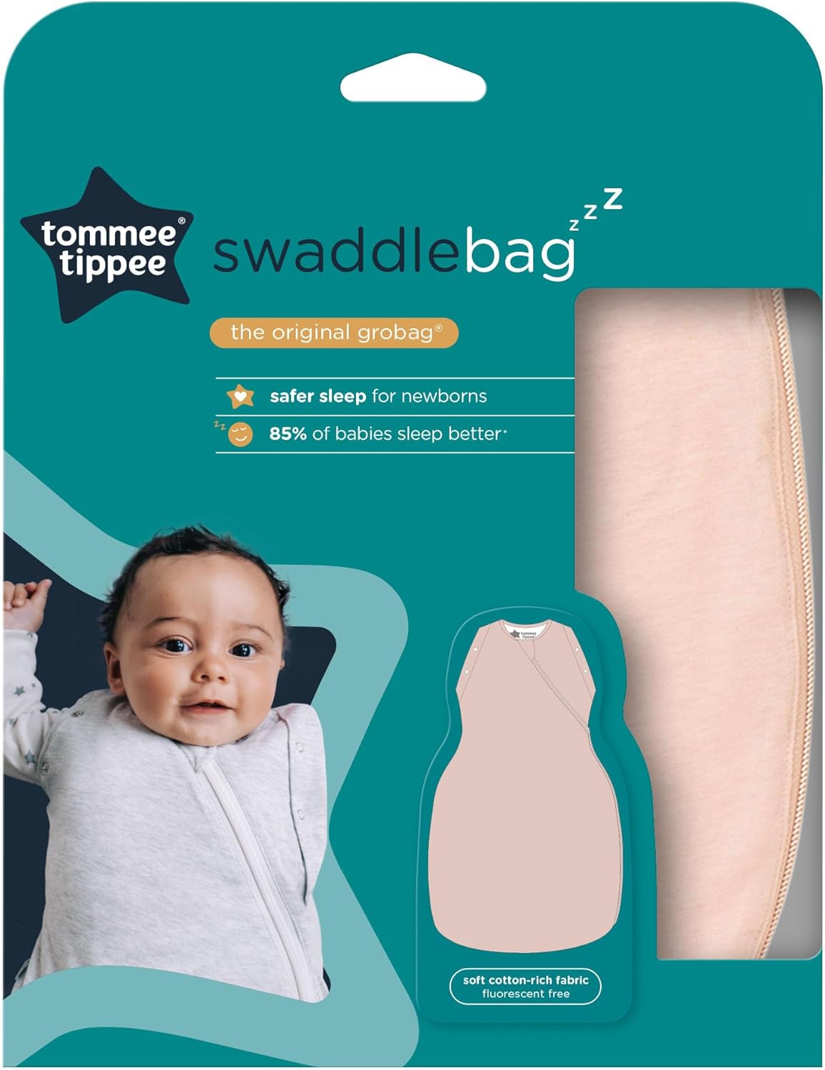 Thumbnail 6 de Tommee Tippee Swaddle Bag for Newborns (0-3m, 1.0 Tog) – Blush
