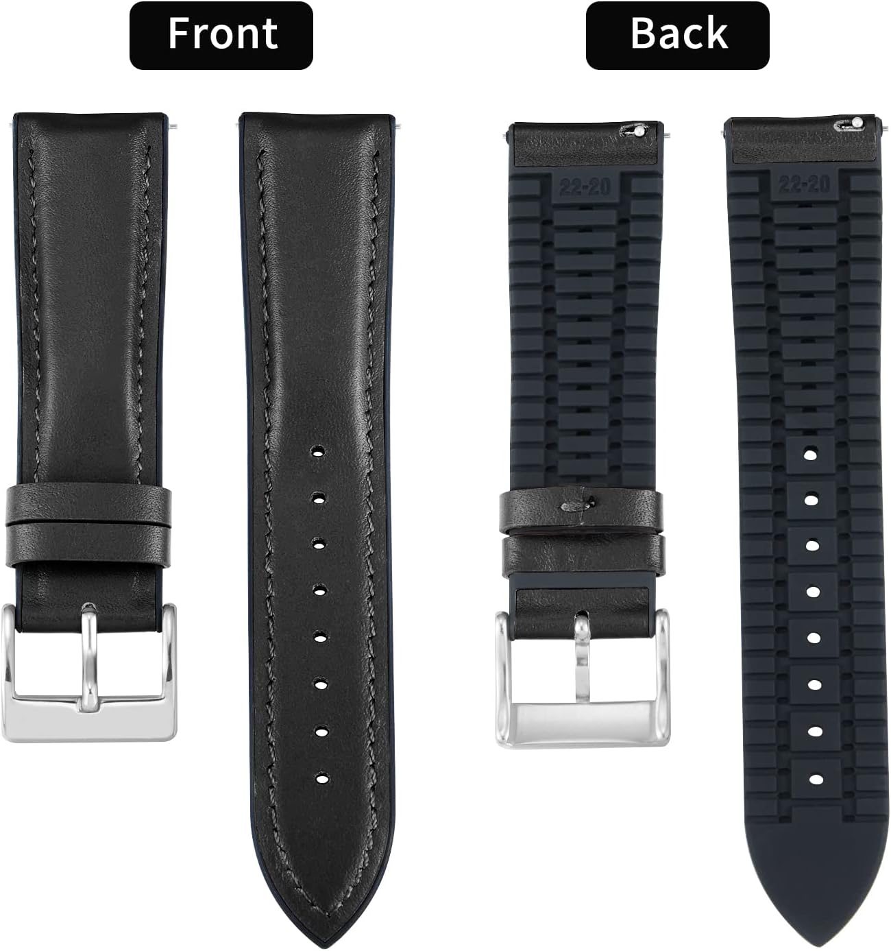 Detalle 2 de BINLUN Leder Silikon Uhrenarmband 22mm