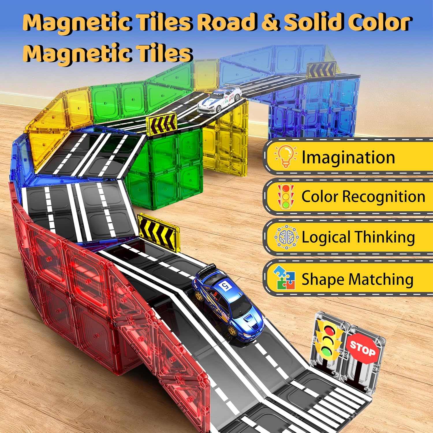 Thumbnail 1 de Magnetic Tiles Road Set 38pcs