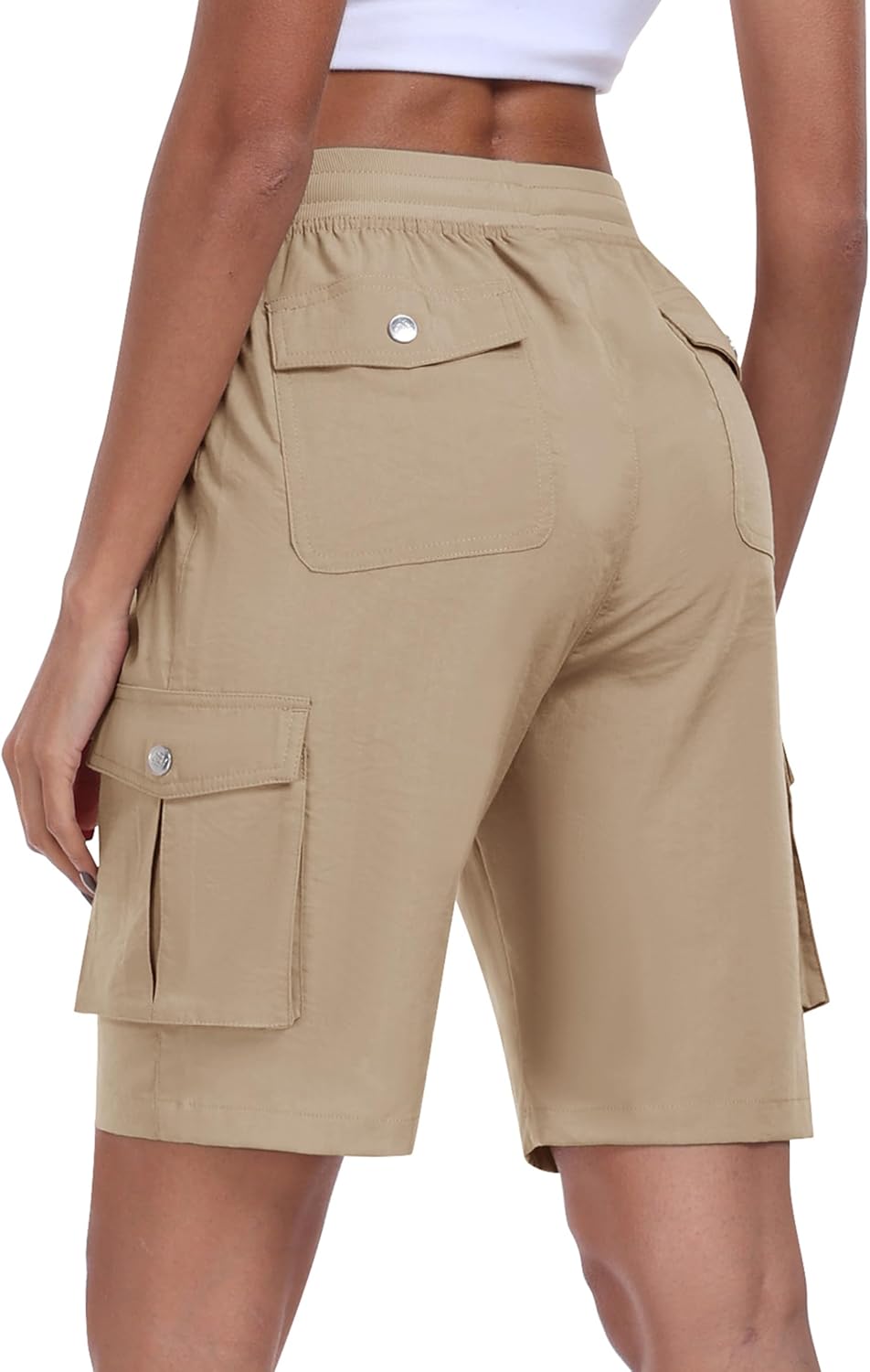 Thumbnail 2 de MoFiz pantaloncini cargo trekking da donna in tessuto traspirante, vita elastica con coulisse e 6 tasche
