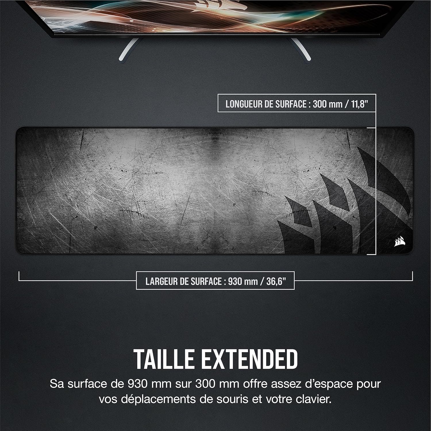 Thumbnail 4 de Corsair MM300 PRO : tapis de souris gaming étendu 93 x 30 cm, tissu micro-maille et base antidérapante
