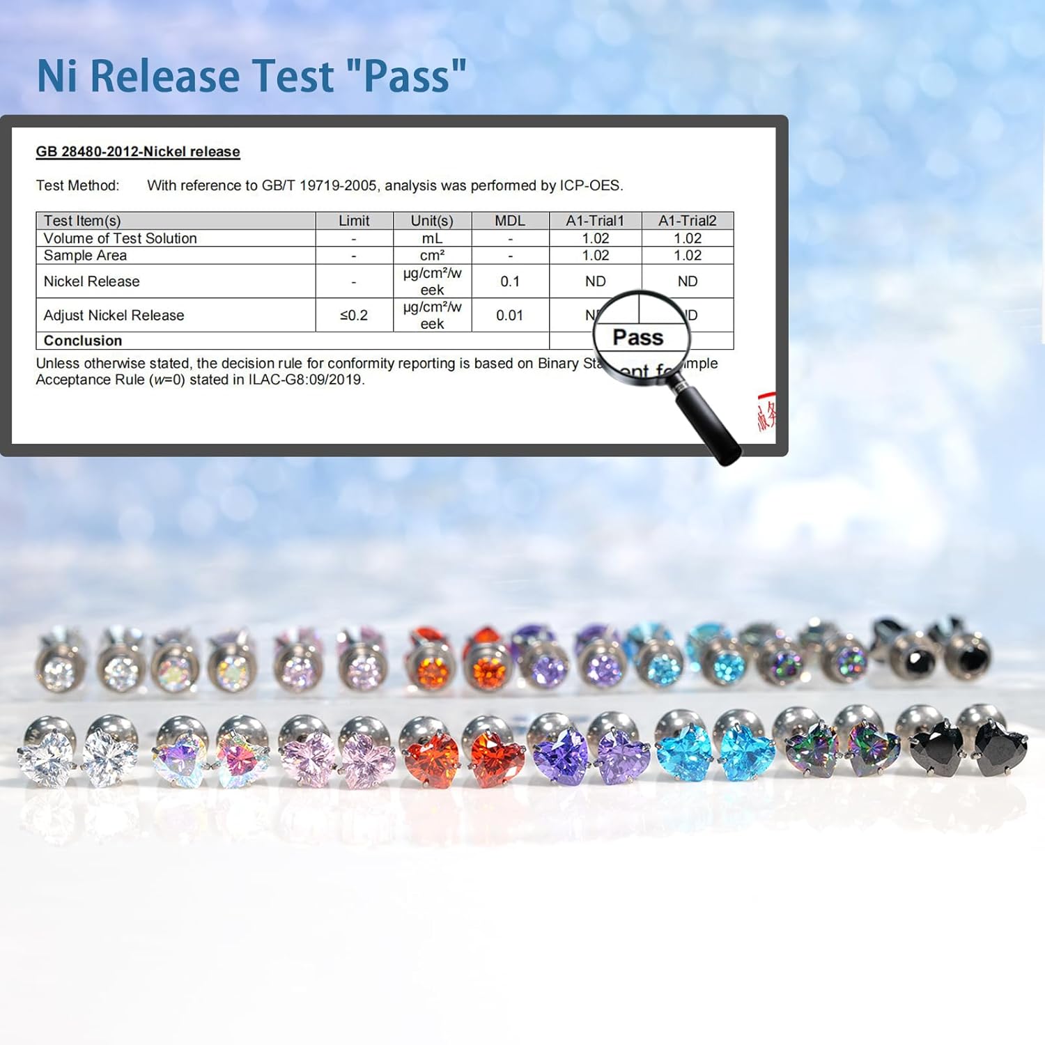 Detalle 2 de Limerencia Herz Titan Ohrringe mit Schraubverschluss – hypoallergen, 5 mm CZ