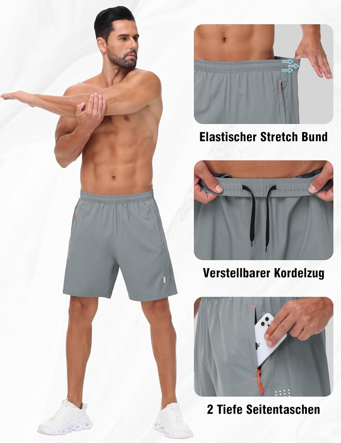 Thumbnail 3 de kuzwufs Herren Sporthose – Kurze, atmungsaktive Dry-Fit Trainingsshorts im 2er Pack
