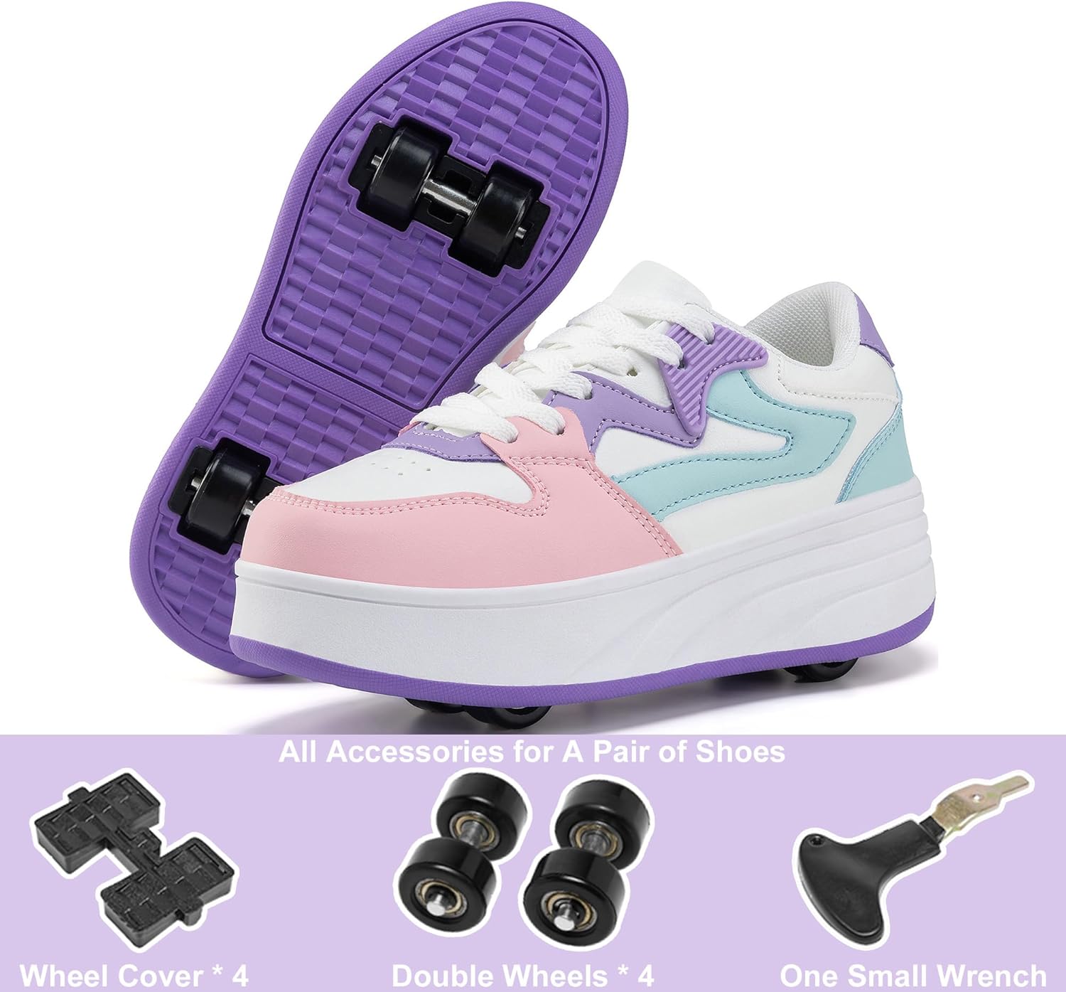 Detalle 2 de ANEFUN Rollschuhschuhe für Kinder – 4 Rollen, abnehmbare Räder