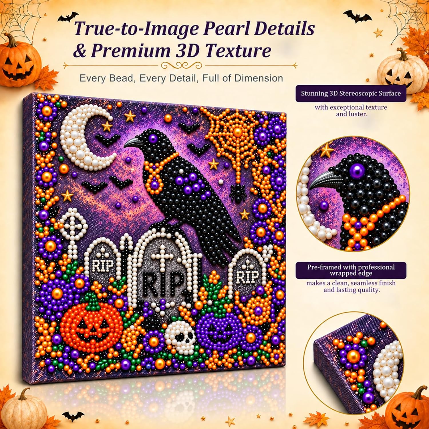 Detalle de Pearl and Diamond Art Kit for Adults, 10 x 10 in