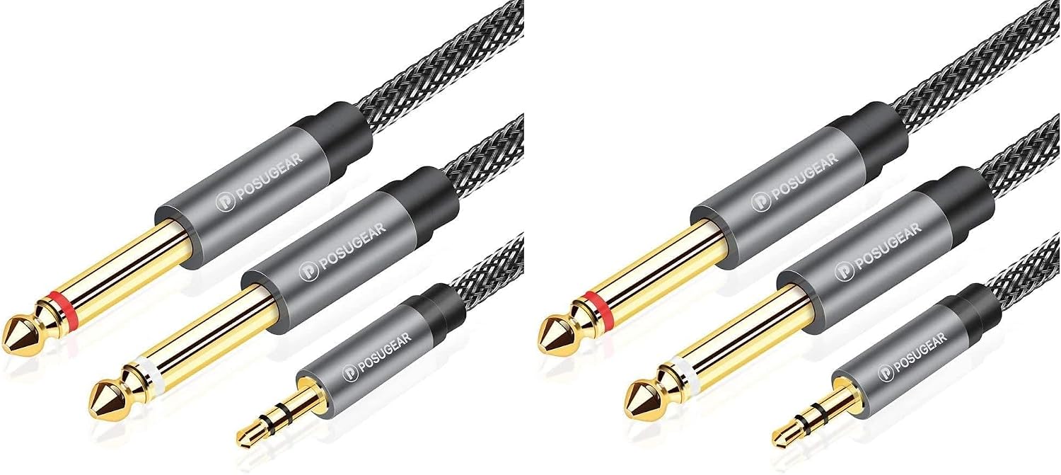 Thumbnail 6 de POSUGEAR 3.5mm auf Dual 6.35mm Mono Y Audio Kabel, 2 m – Nylon Geflecht, Goldkontakte
