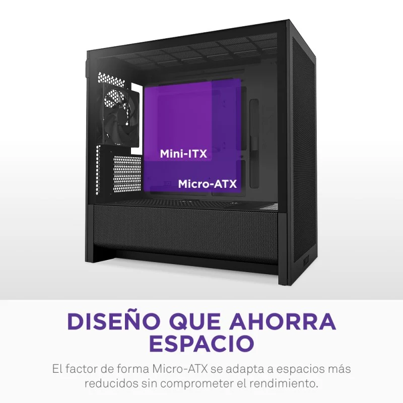 Thumbnail 1 de NZXT H3 Flow Negro — Torre Micro ATX con vidrio templado 🖥