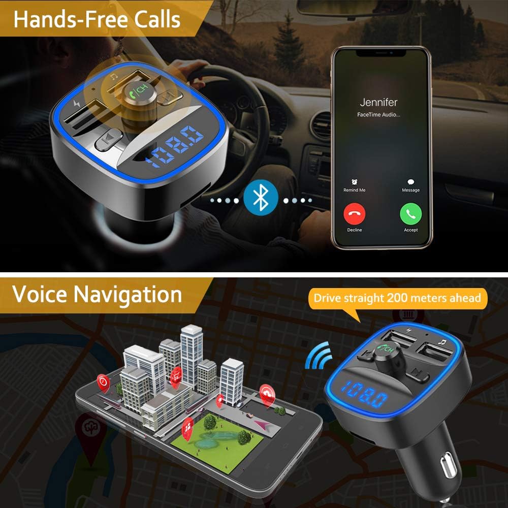 Thumbnail 4 de Cocoda Bluetooth FM Transmitter for Car with Blue Ambient Ring Light and Handsfree