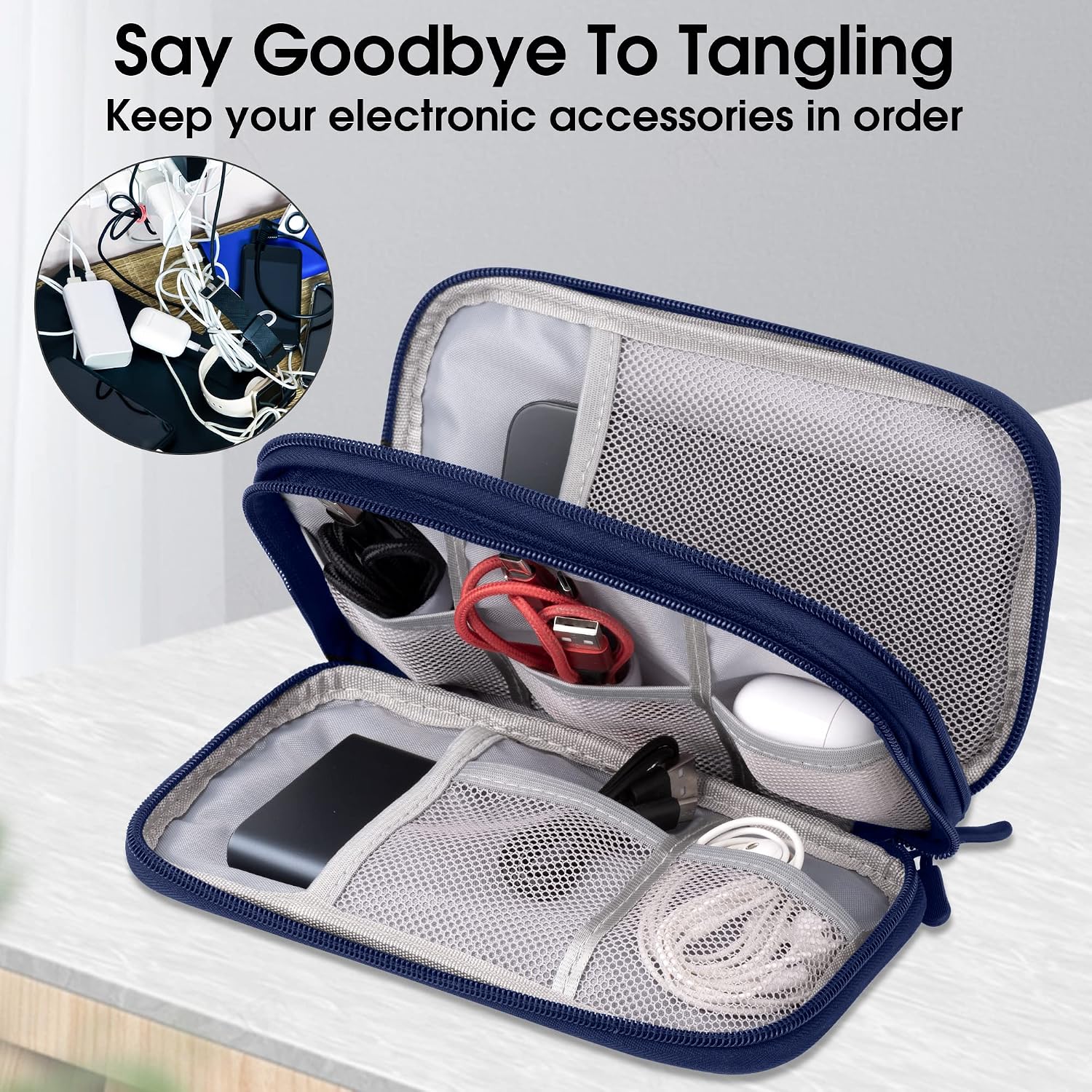 Detalle de Arae Electronic Accessories Organizer Travel Case (Blue, M)