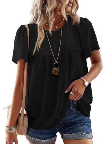 Detalle de TUUHAW T-Shirts à Manches Courtes Femme Oversize Fluide Noir XL