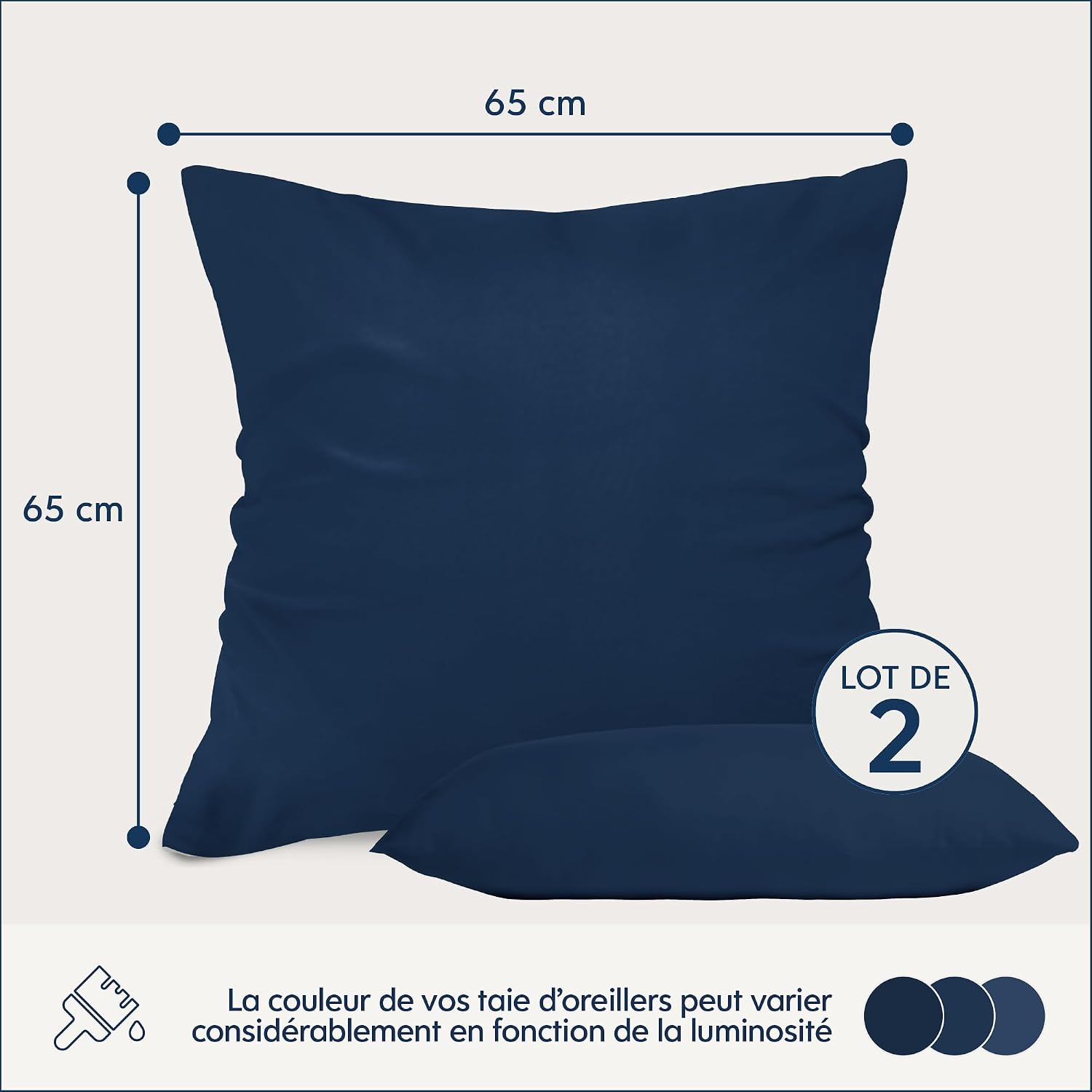 Detalle 2 de Dreamzie Taie Oreiller 65x65 Lot de 2 Microfibre