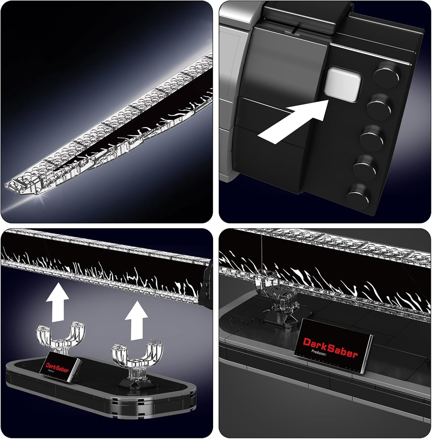 Detalle de Mould King 10138 Technik Darksaber Klemmbaustein-Bausatz mit Beleuchtung und Ständer (885+ Teile)