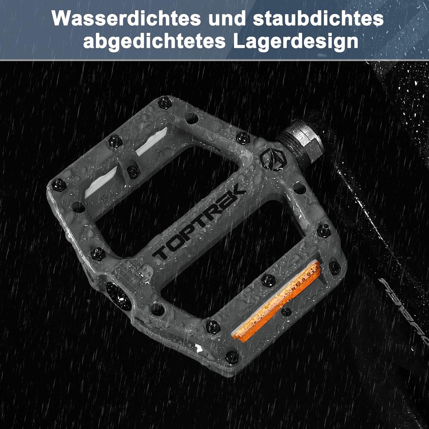 Thumbnail 5 de toptrek Fahrradpedale mit StVZO Reflektoren (Nylon-Composite Flatpedale) – 9/16 Zoll Set für MTB, Trekking & E-Bike