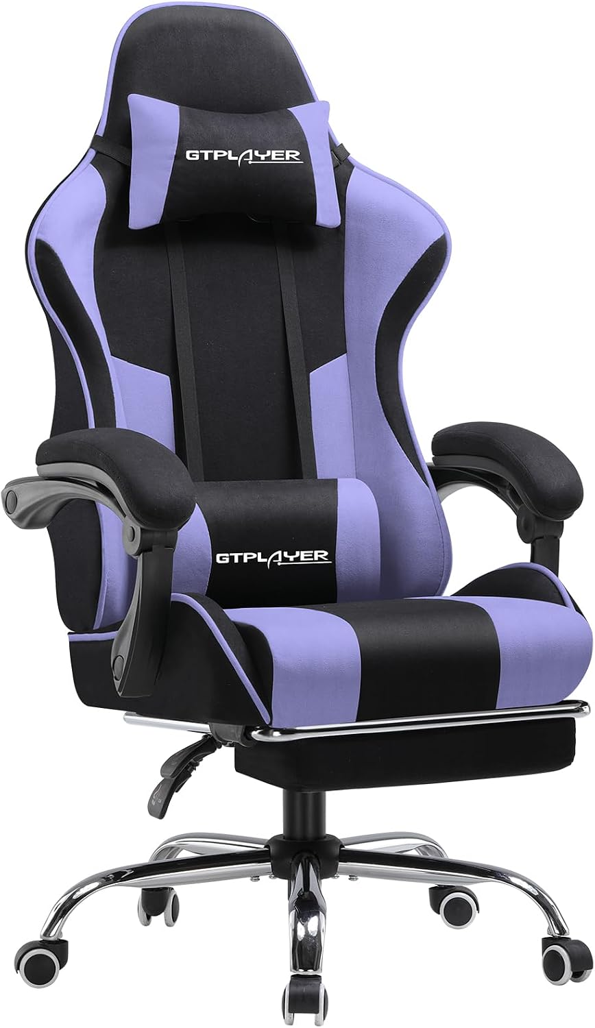 Thumbnail 6 de GTPLAYER sedia da gaming ergonomica bianca con poggiapiedi, supporto lombare massaggiante e schienale reclinabile 90–135°