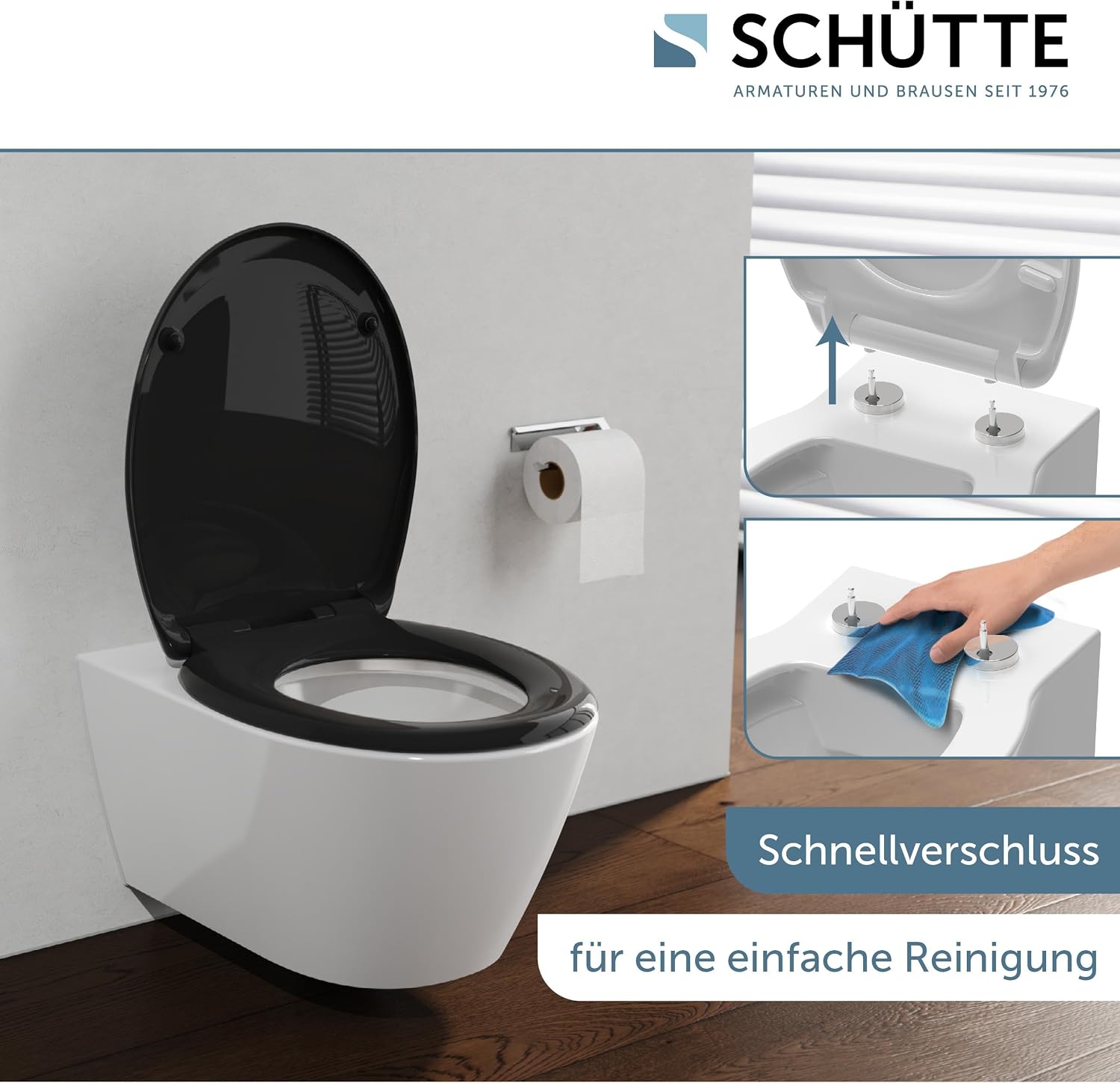 Thumbnail 4 de Siège de WC Schütte avec abaissement automatique – Duroplast, noir, capacité 250 kg