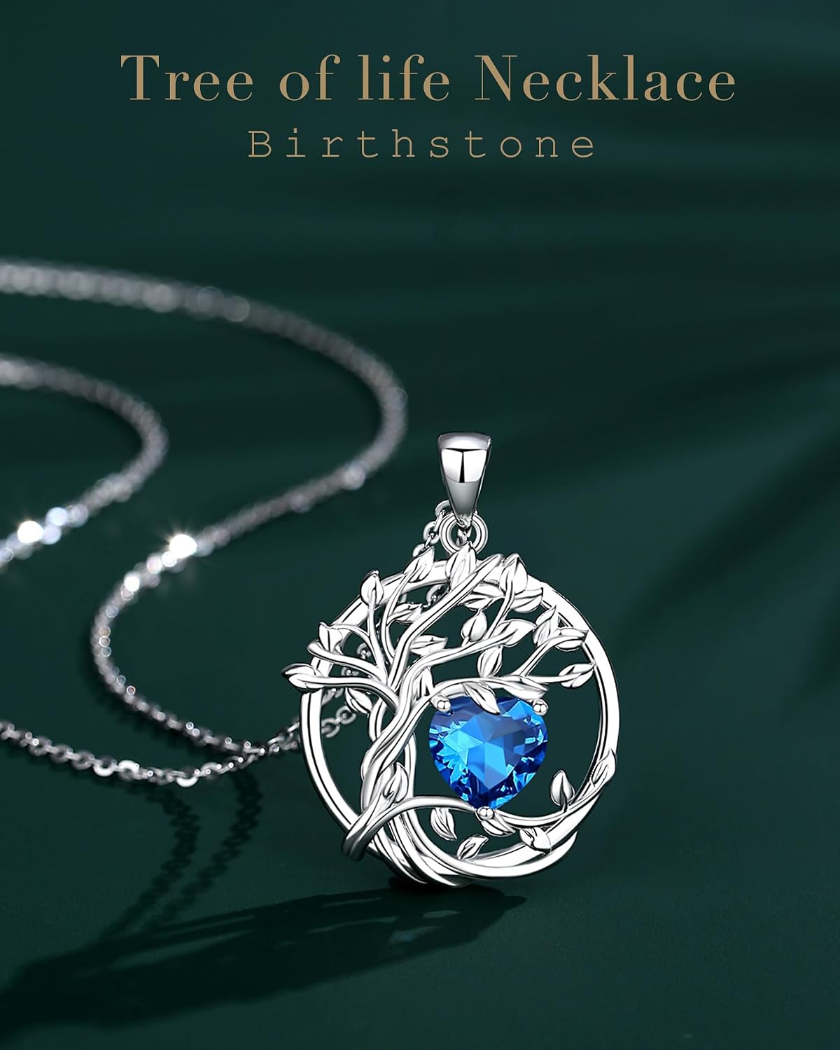 Detalle de FANCIME Tree of Life Necklace, White Gold Plated