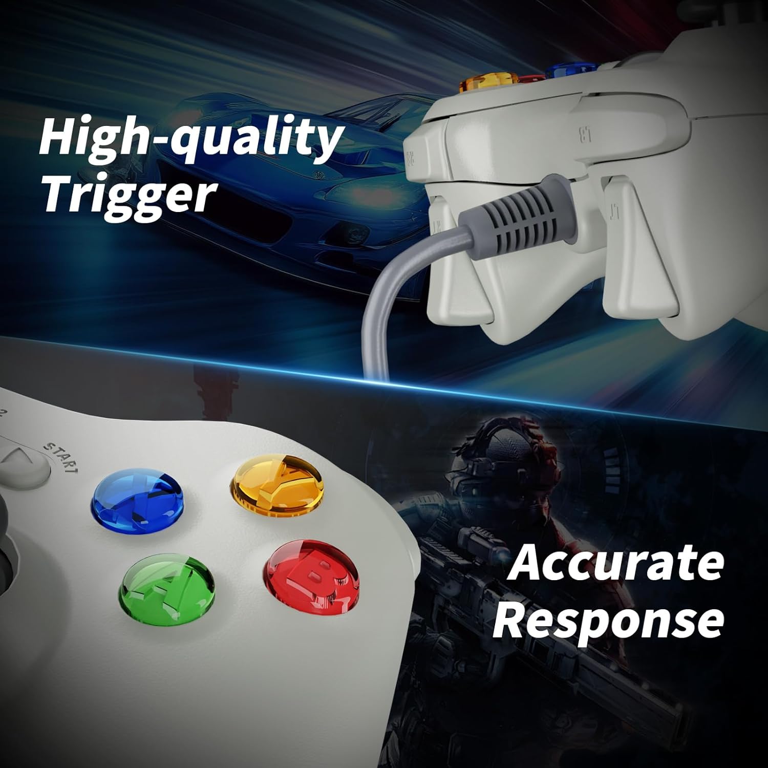 Detalle de Zamia 2 Pack Wired Controller for Xbox 360 with Upgraded Joysticks and Dual Vibration