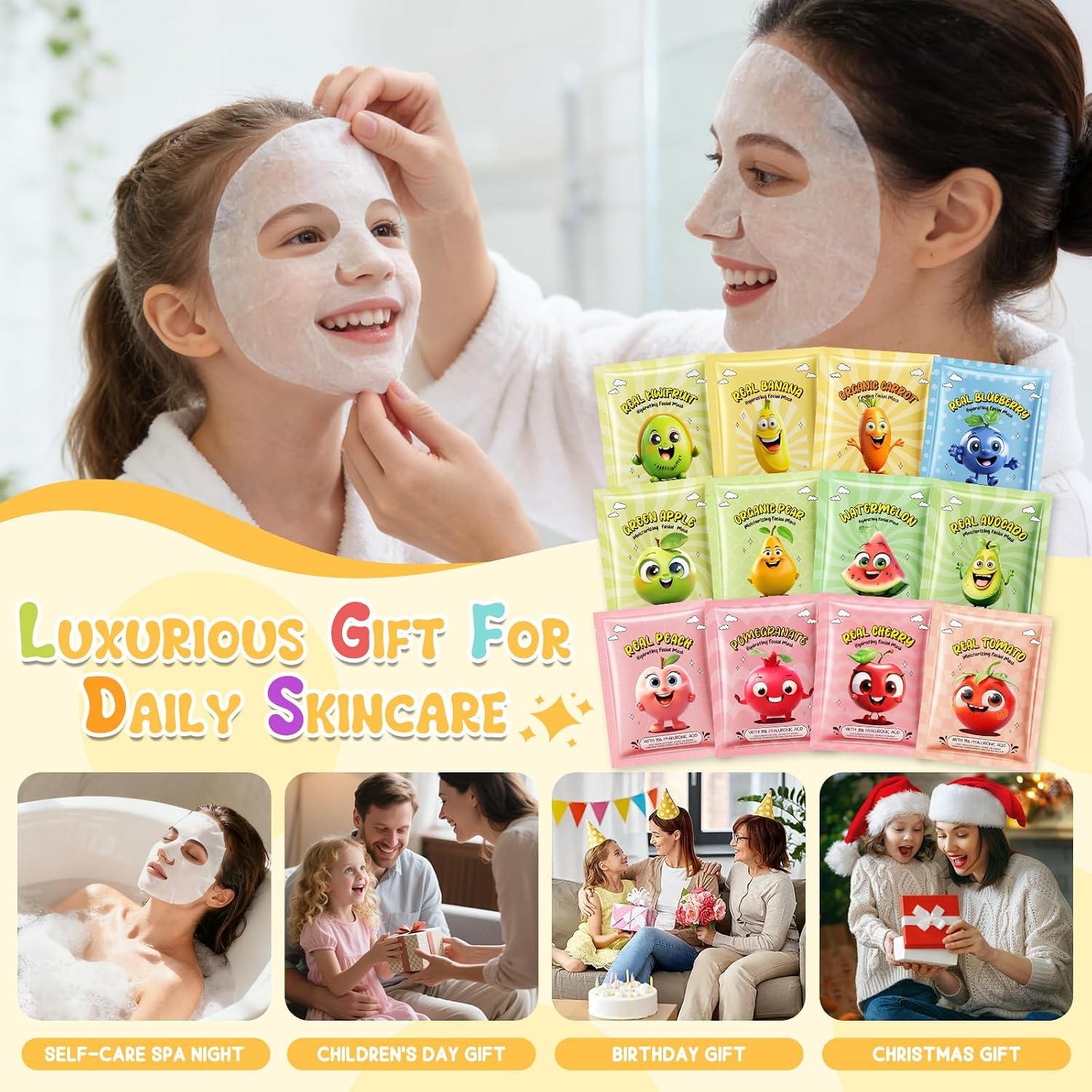Thumbnail 6 de CHODEYE Fruit Sheet Masks, 12-Pack Hydrating Face Masks for Kids and Adults