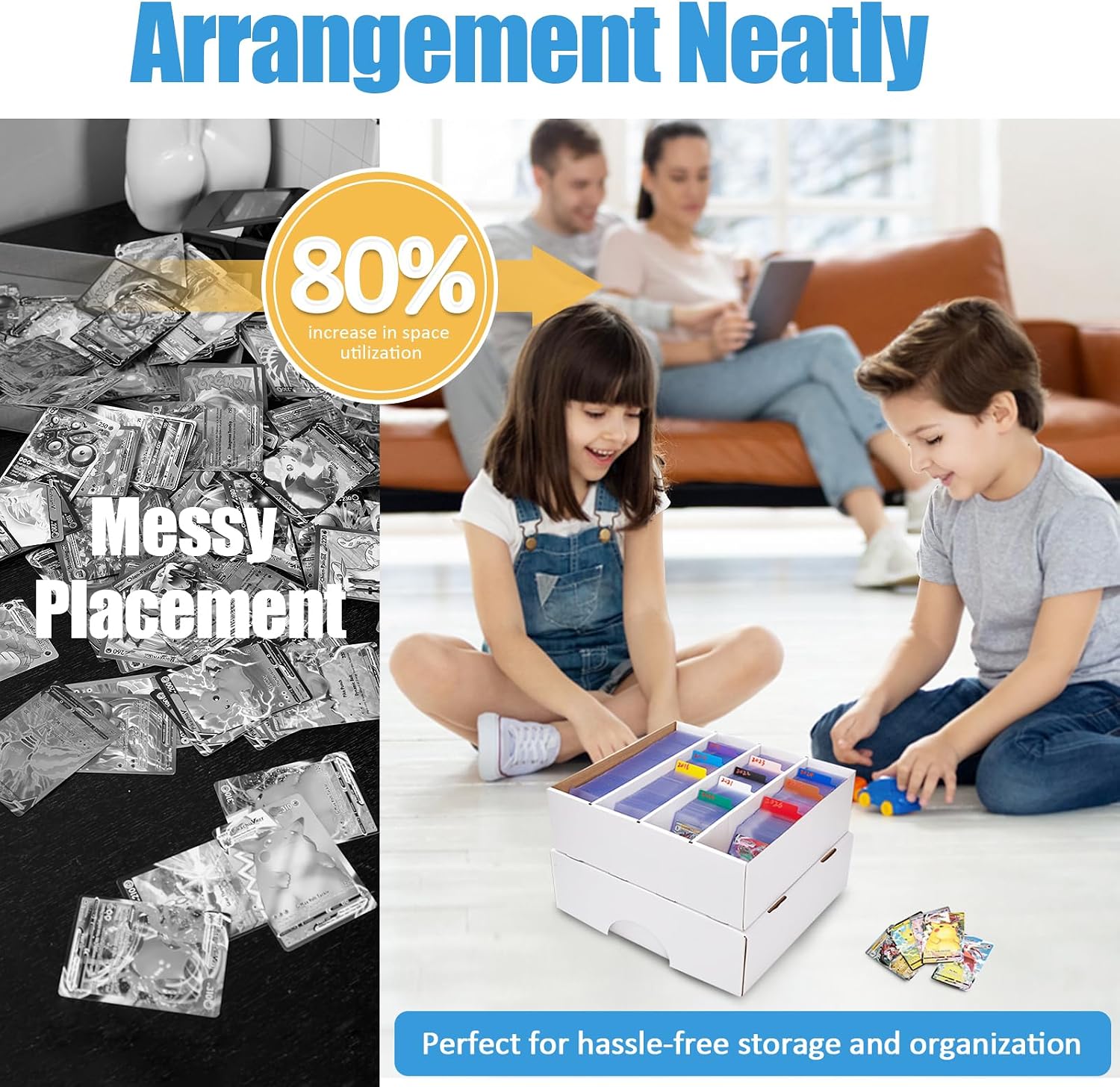 Thumbnail 6 de Bentoward Cardboard Card Storage Box, 4-Pack Foldable White, 4 Compartments per Box