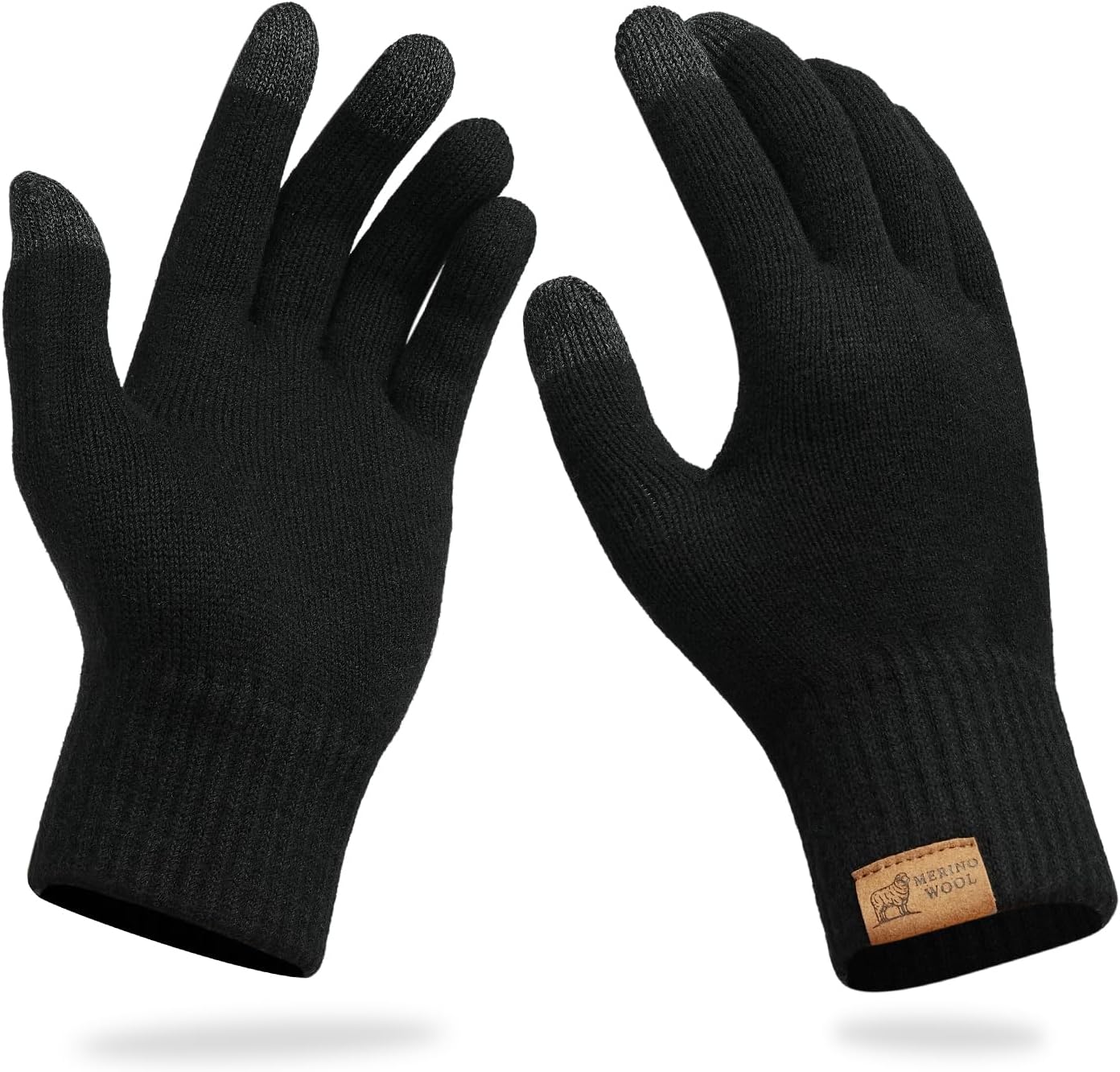 Detalle de WHIXODX Merino Wool Winter Gloves with Touchscreen Use and Moisture-Wicking Comfort