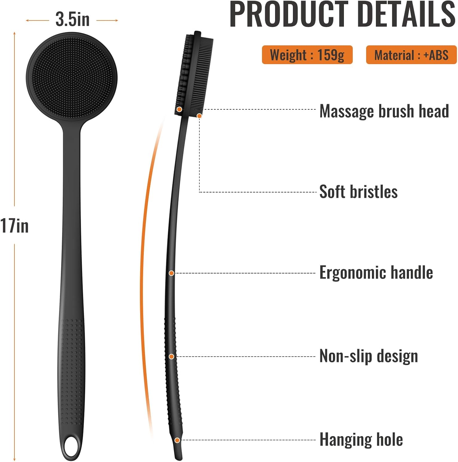 Thumbnail 1 de Silicone Back Scrubber 17in Long Handle