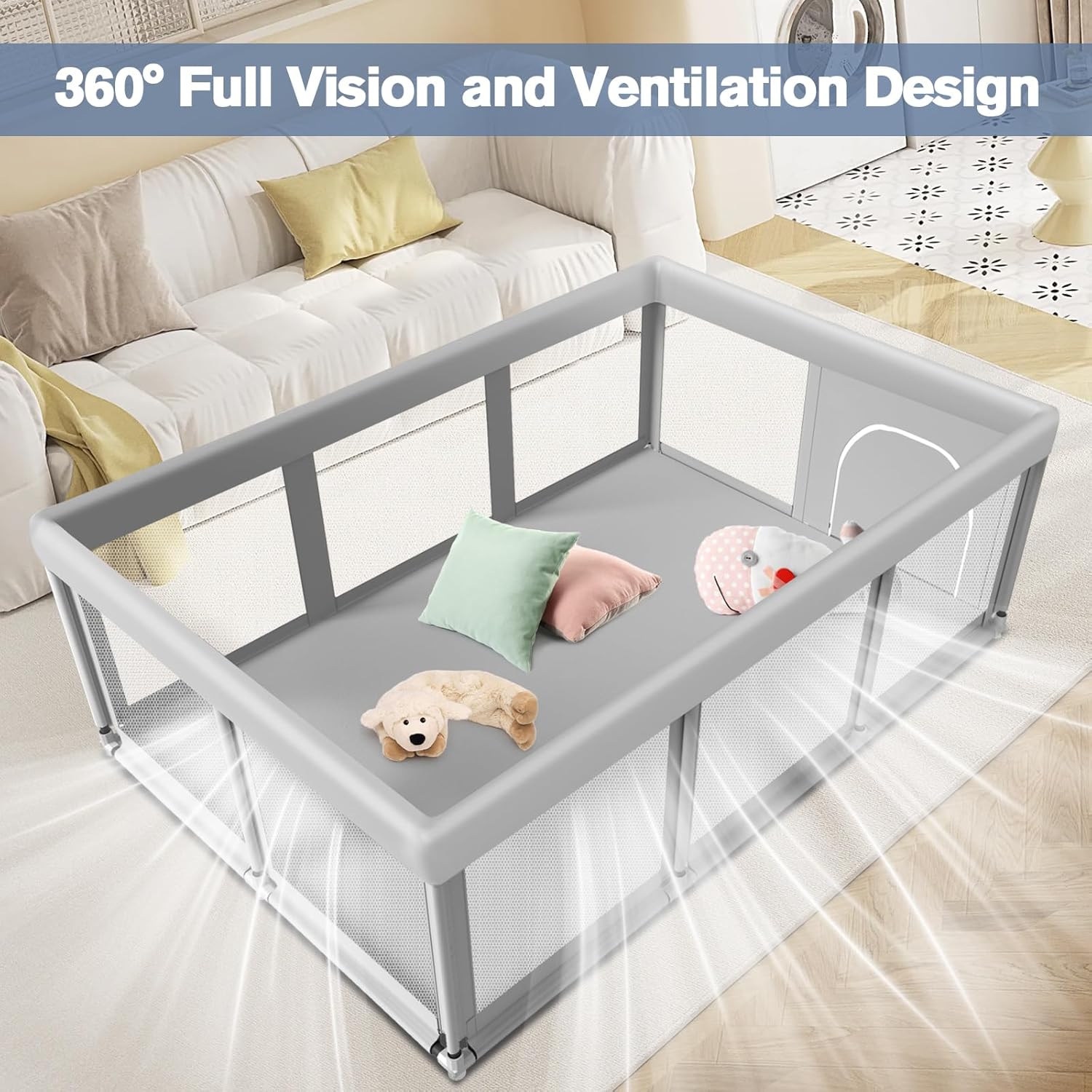Thumbnail 4 de Large Baby Playpen for Babies and Toddlers — 74×50 Inches, Indoor & Outdoor Safe Play Yard