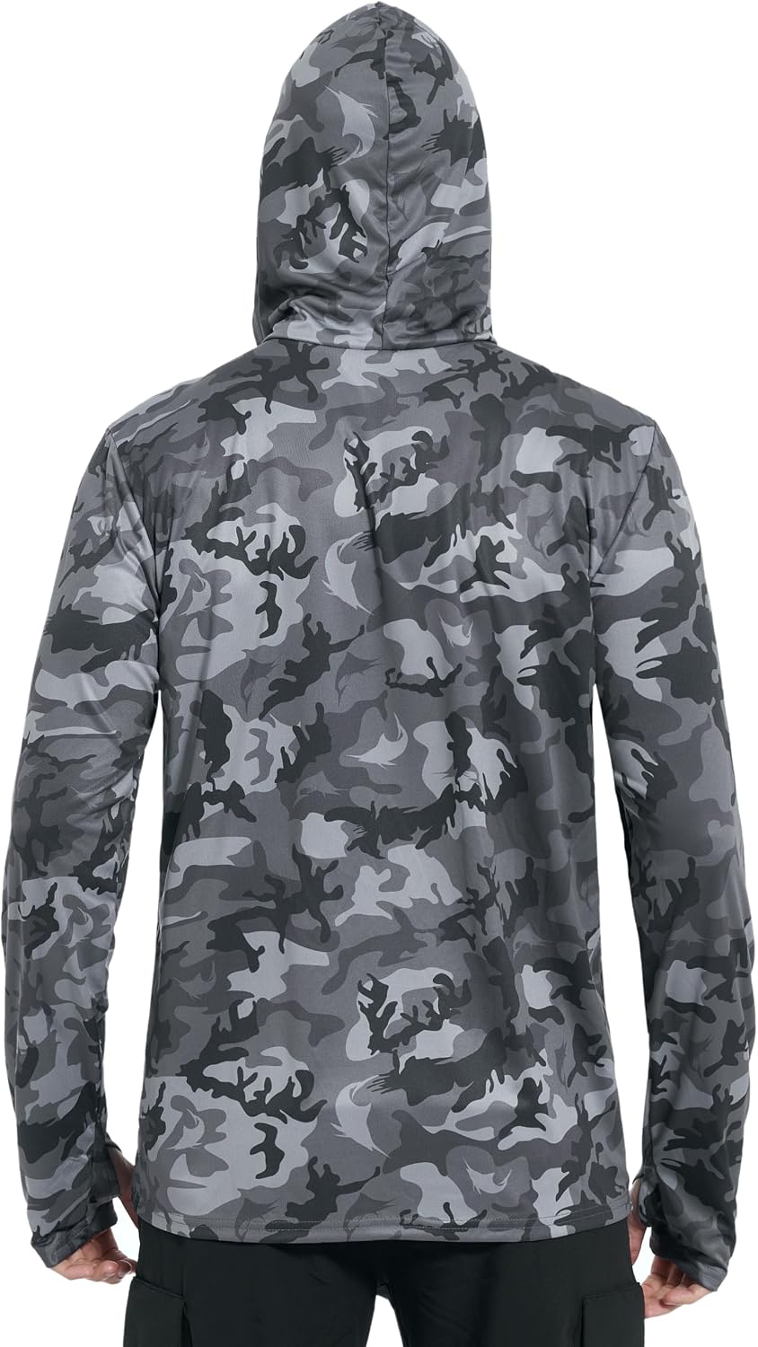 Thumbnail 1 de FISHEAL Men’s Performance Fishing Hoodie Shirt with UPF 50+ Sun Protection, Thumbholes & Neck Gaiter