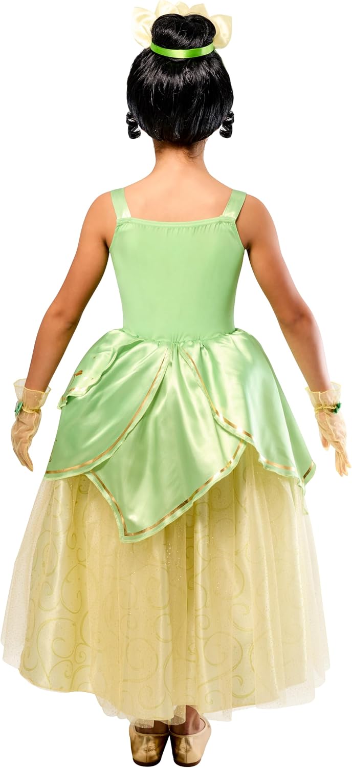 Detalle 2 de Party City AM8411784 Disney Princess Tiana Costume Dress, Gold Foil and Glitter Mesh