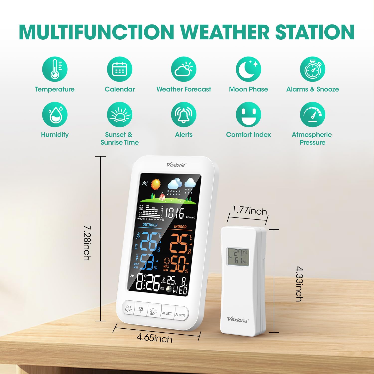 Detalle 2 de Vexloria Stazione Meteo Wireless con Sensore Esterno